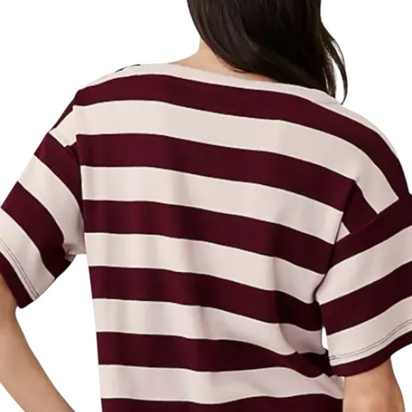 Ann Taylor Weekend Striped Ribbed button Top - Picture 2 of 12